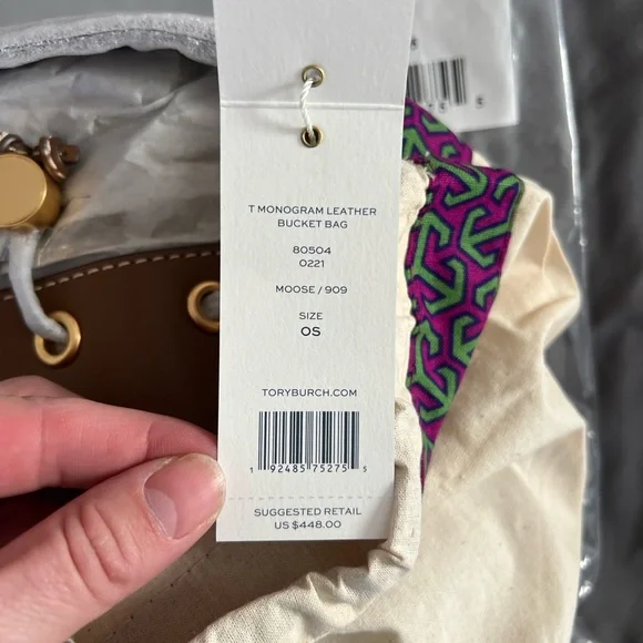 Tory Burch Moose Brown Leather Bucket Bag. NWT - Picture 3 of 9